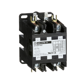Schneider Electric Definite Purpose Contactor; 60A; 120VAC Coil Voltage; 2-Pole; 2 NO; Open Type; Panel Mount